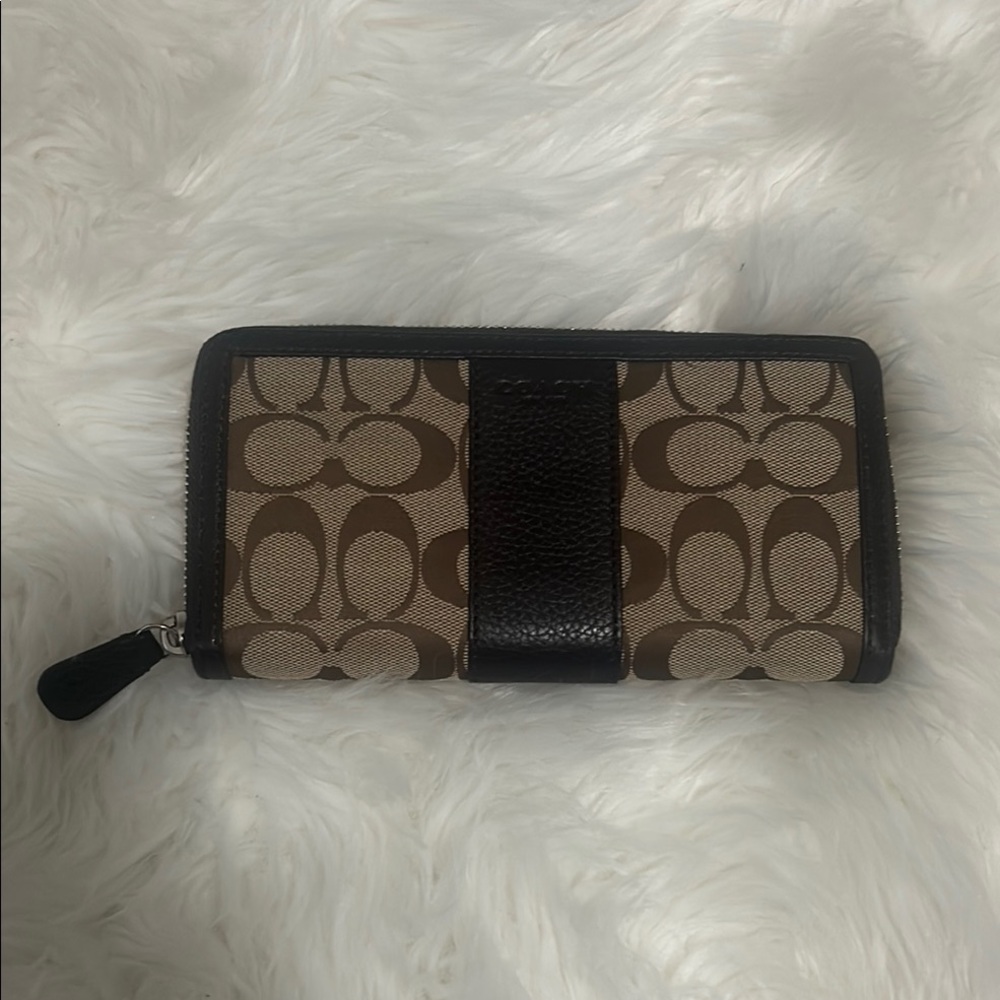 Coach Brown and Black Signature Wallet
